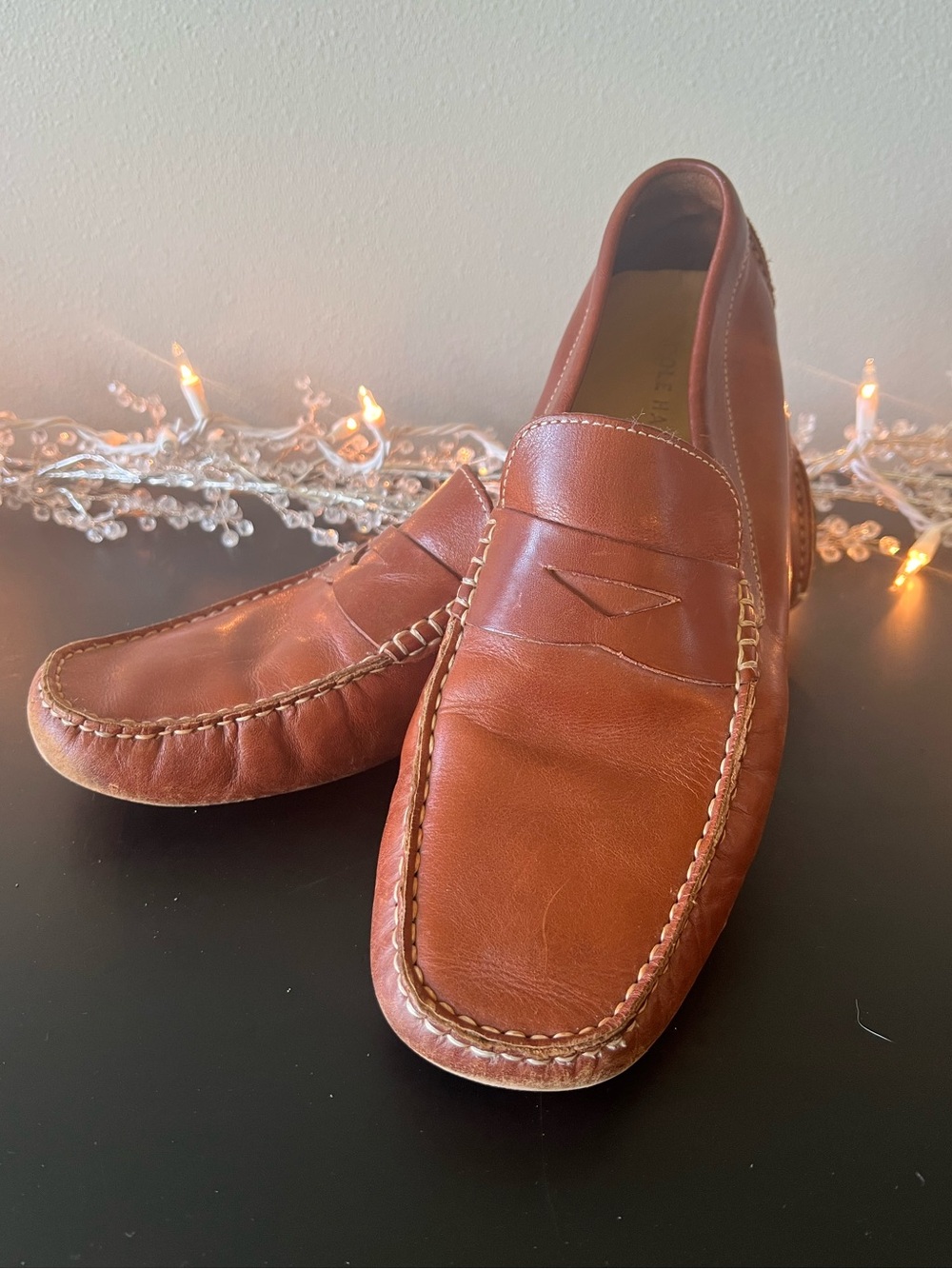 Cole Haan Men's Leather Driving Loafers in British Tan Cognac Size 10